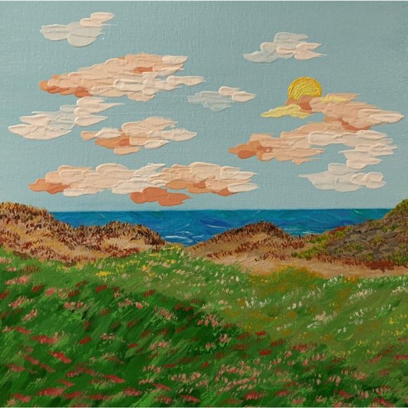 Sunset by the Seaside Acrylic Painting 12 x 12